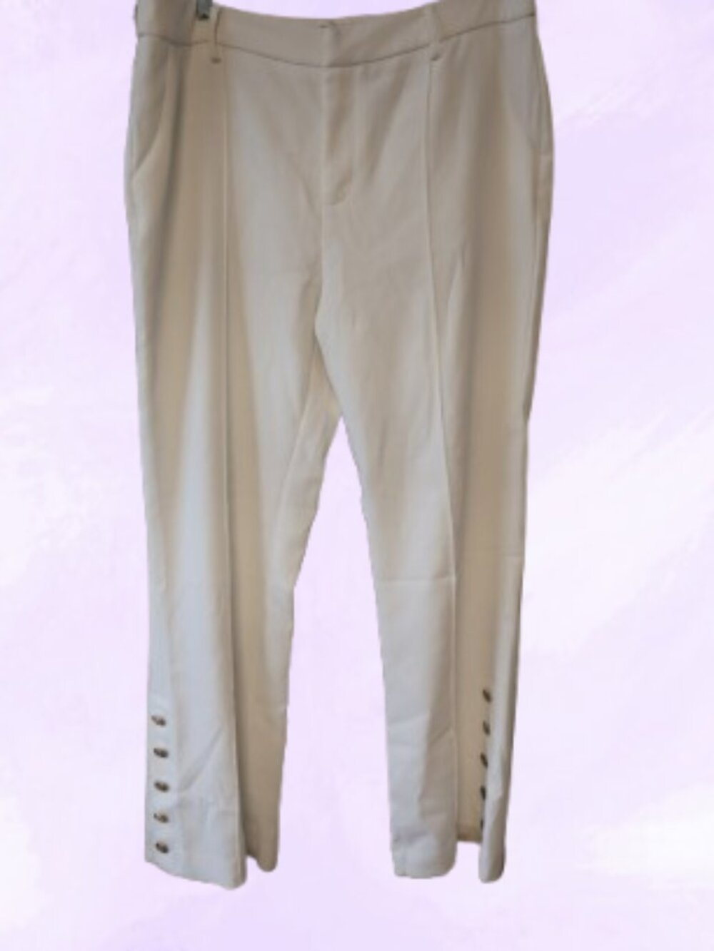 Aqua dress pant trousers buttoned ankles slacks career office in white size XL.